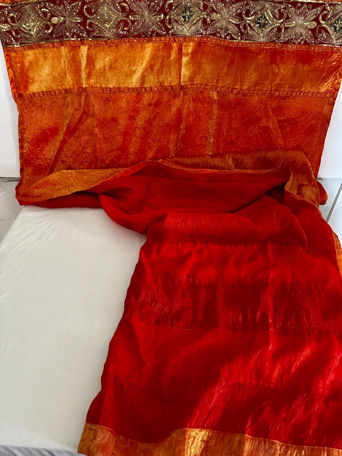 Lot: Iridescent Sari Curtains (3 Total) 40inWx104inLx4in loops Bohemian Fun