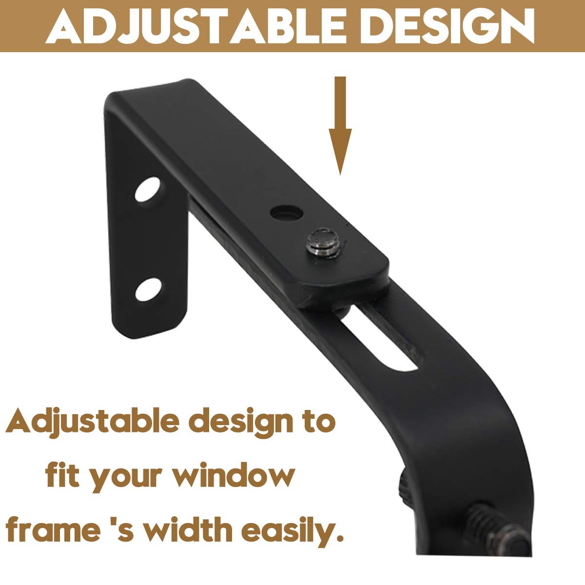 6 PCS Double Curtain Rod Brackets Heavy Duty Adjustable Holders 1 Inch Black