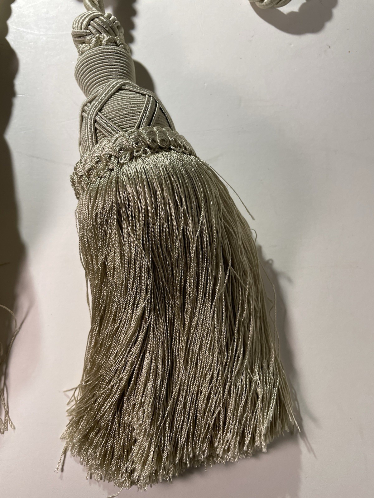 1 Pc. Large Beige Off-white Double Tassel Curtain Drape Tie-back Corded Rope 27″