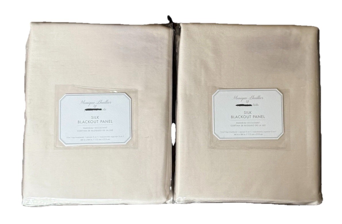 Pottery Barn Kids 2 Monique Lhuillier Silk Blackout Curtains 44×84 Blush (pink)