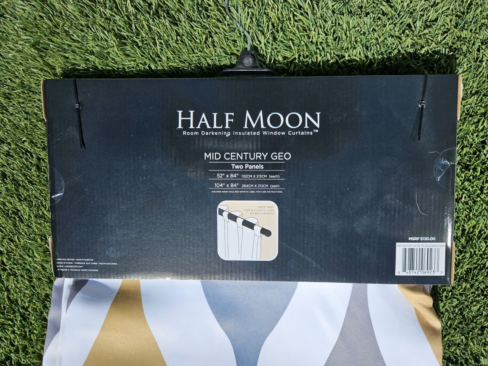 Half Moon Mid CenturyGeo Room Darkening Window Curtain, 84″x54″ Each Panel. PAIR