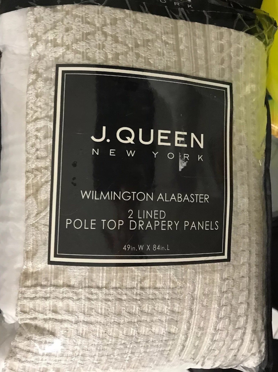 J. Queen Wilmington Alabaster Jacquard Lined Drapery Curtain Panels Set Of Two 2