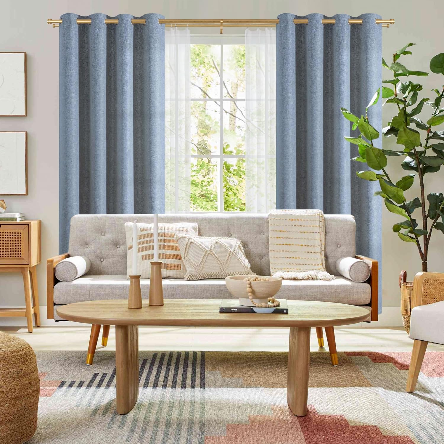 Joodxoe Double Drapery Curtain Rods 72-144 Telescoping Curtain Rod 1Inch Large