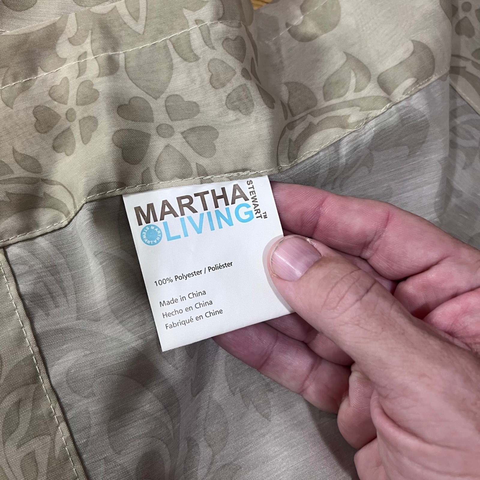 Martha Stewart Olive Green Damask Sheer Curtain Panels 52×84 Set of 2 Classic