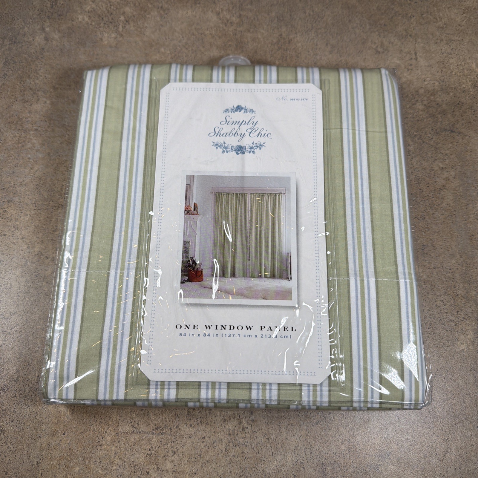 Simply Shabby Chic Window Panel GREEN Stripe Blue White 54×84 NEW