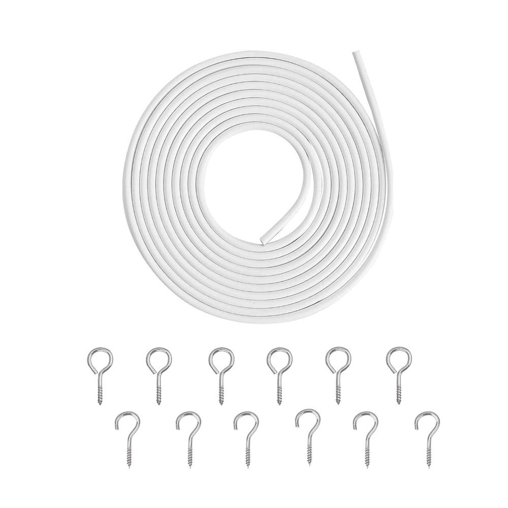 Plastic Coated Steel Cable Wire for Hanging Pictures Curtains with Screw Eyes