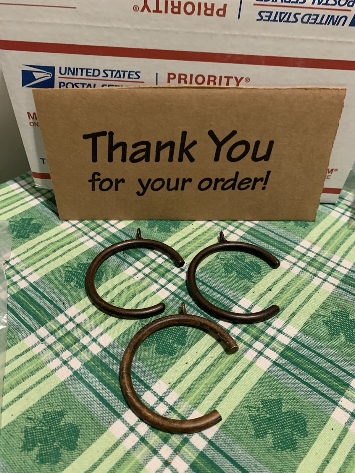 ❤️3 wrought Iron Easy Glide C Loop Curtain Rings Mix Brown Black For 2” Rod/Pole