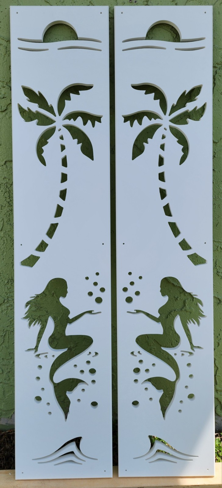 Decorative Window Shutters, Mermaid Design, Sold in Pair of 2 shutters