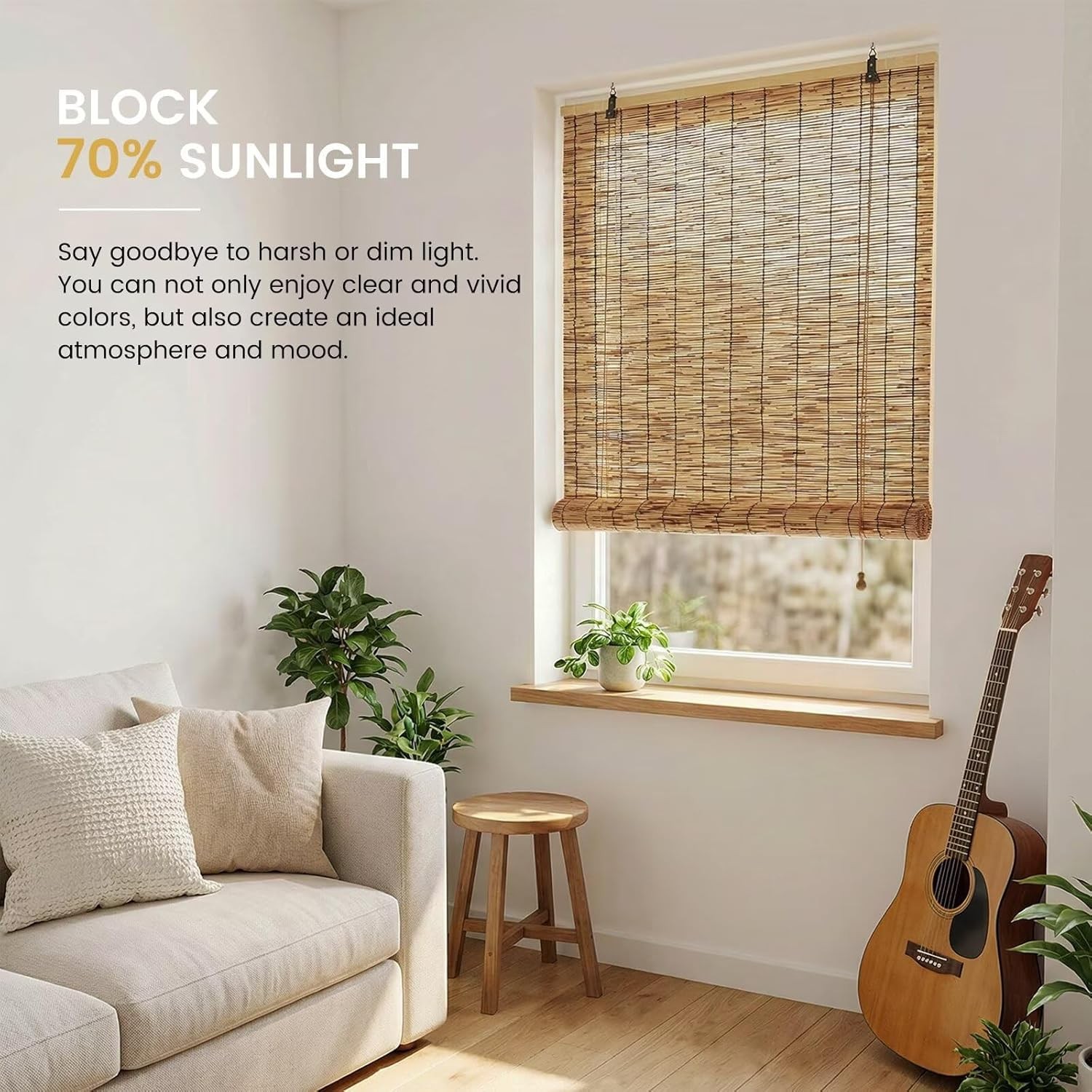 Outdoor Blinds Roman Shades for Windows Bamboo Roller Shades for Patio Porch