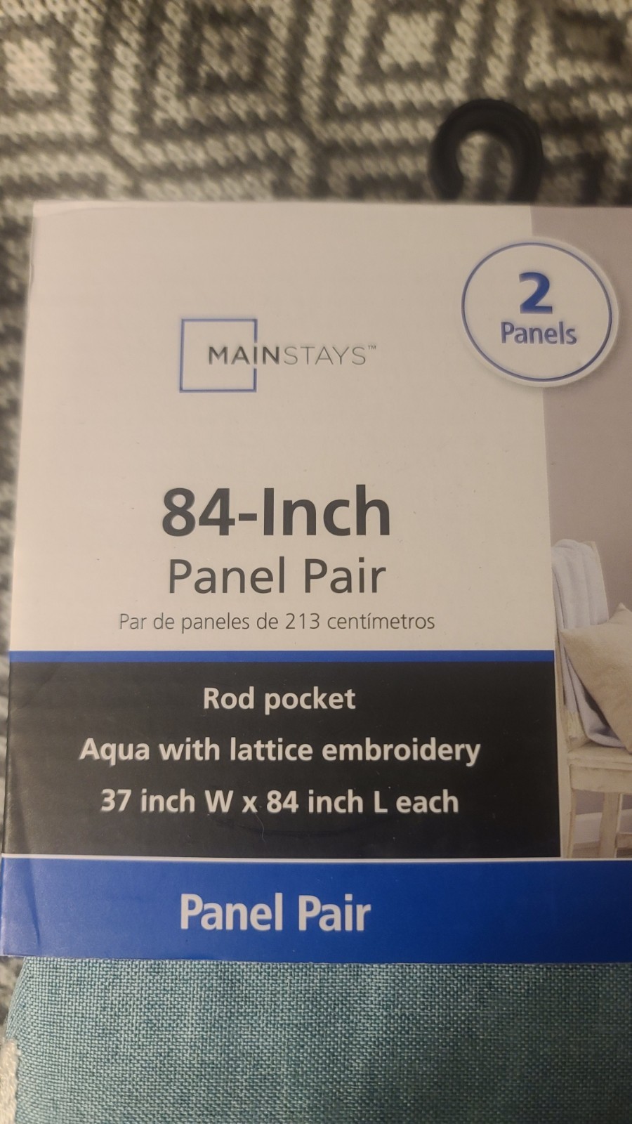 Mainstays Aqua Lattice Embroidered Light Filtering Rod Pocket Panels 37×84 (2)