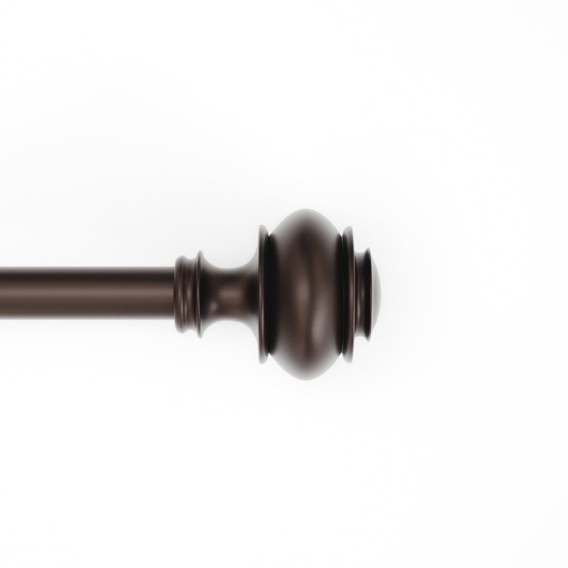 Urn Curtain Rod Set 1/2 Inch Diameter Adjustable Metal Drapery Rod W/ Brackets