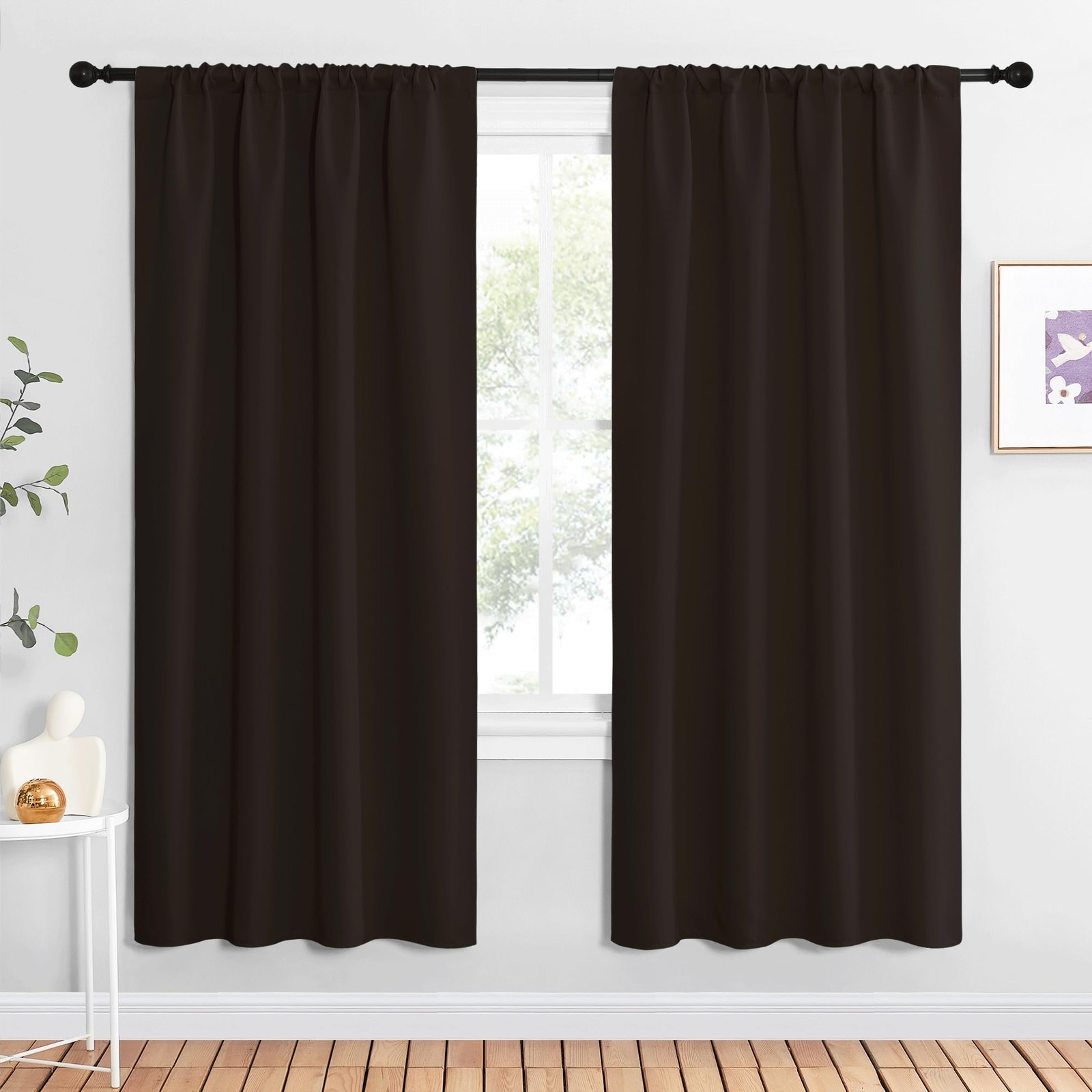 Blackout Curtains for Living Curtains, Toffee Brown, 2 Panels, 42 by 72, Room…