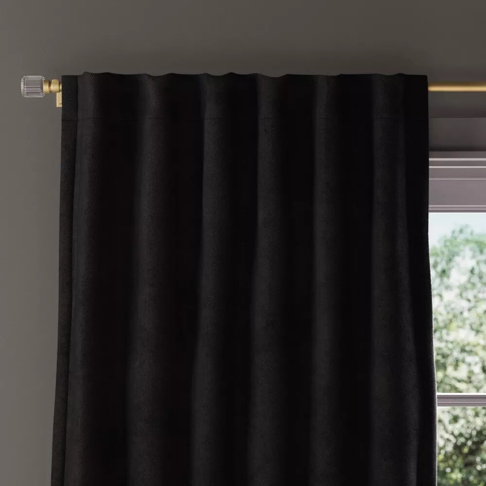 Threshold Black Soft Chenille Rod Pocket Blackout Curtain Panel 50″ x 63″ NWOT