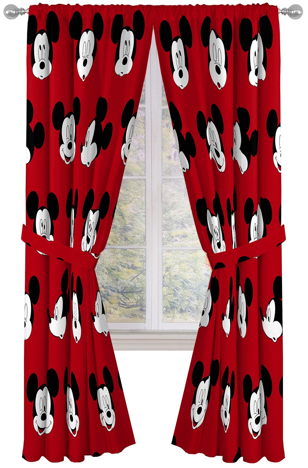 Jay Franco Kids Window Drapes – 4 Piece Curtain Set Includes 2 Tiebacks, Beau…