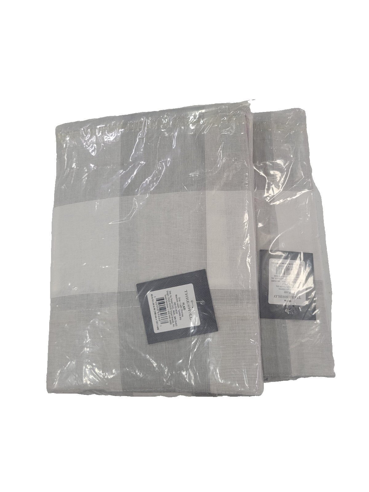 Threshold Plaid Gray Light Filtering Curtain 63in x 54in 2 Pack