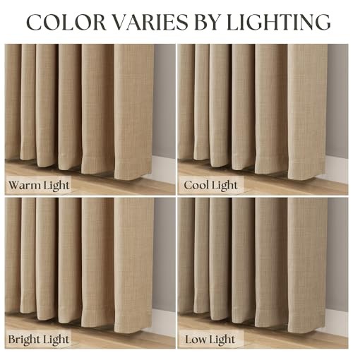 Tan Brown Curtains 90 Inches Long for Bedroom 52″W x 90″L (Pack of 2) Dark Flax