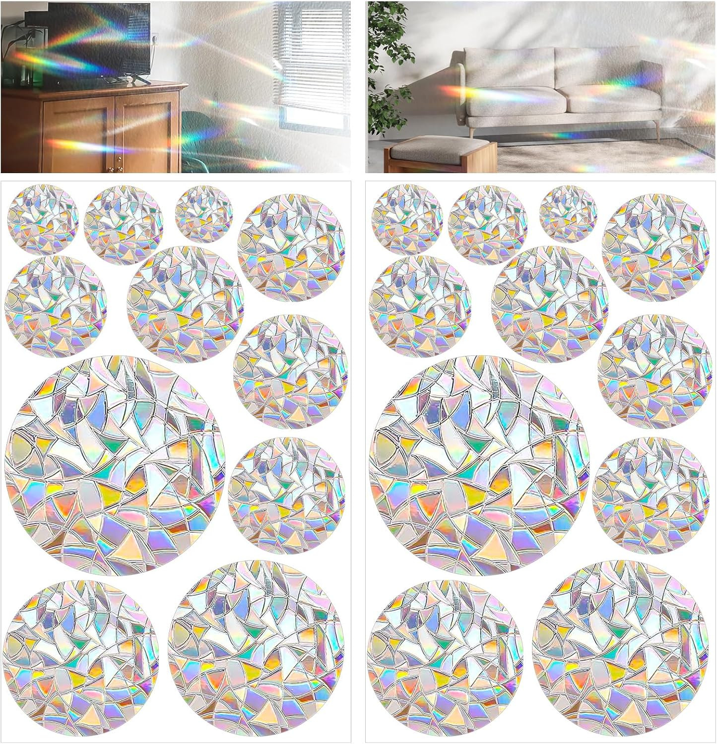 33pcs Prism Window Decals to Prevent Bird Strikes Prevention Window Stickers for
