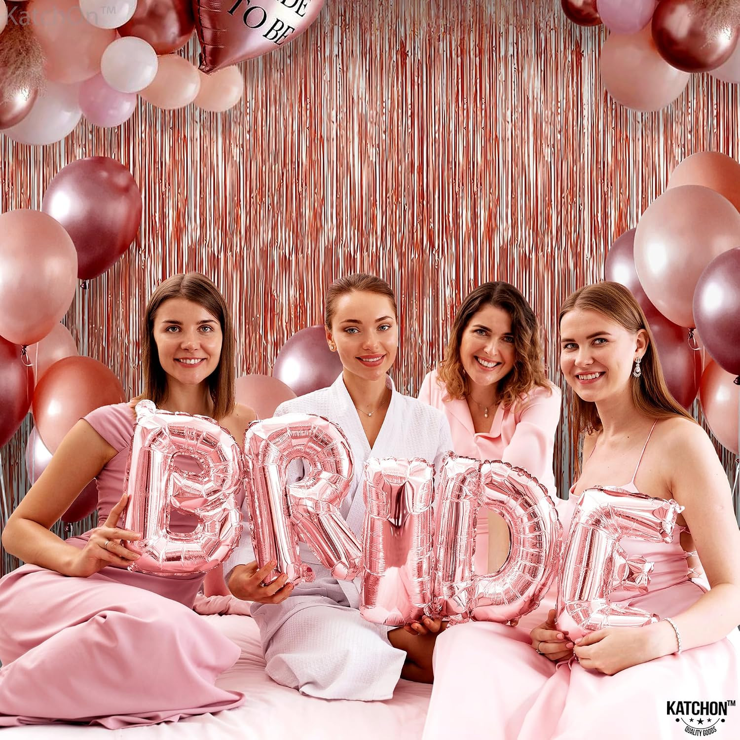 , Rose Gold Fringe Curtain – Xtralarge 3.2X8 Feet, Pack of 2 | Rosegold Backdrop