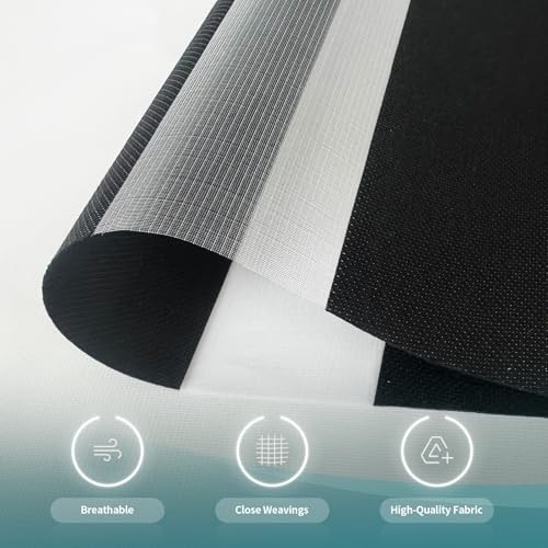 Cordless Zebra Blinds for Windows (32″ W X 72″ H) Free-Stop 32″W x 72″H Black