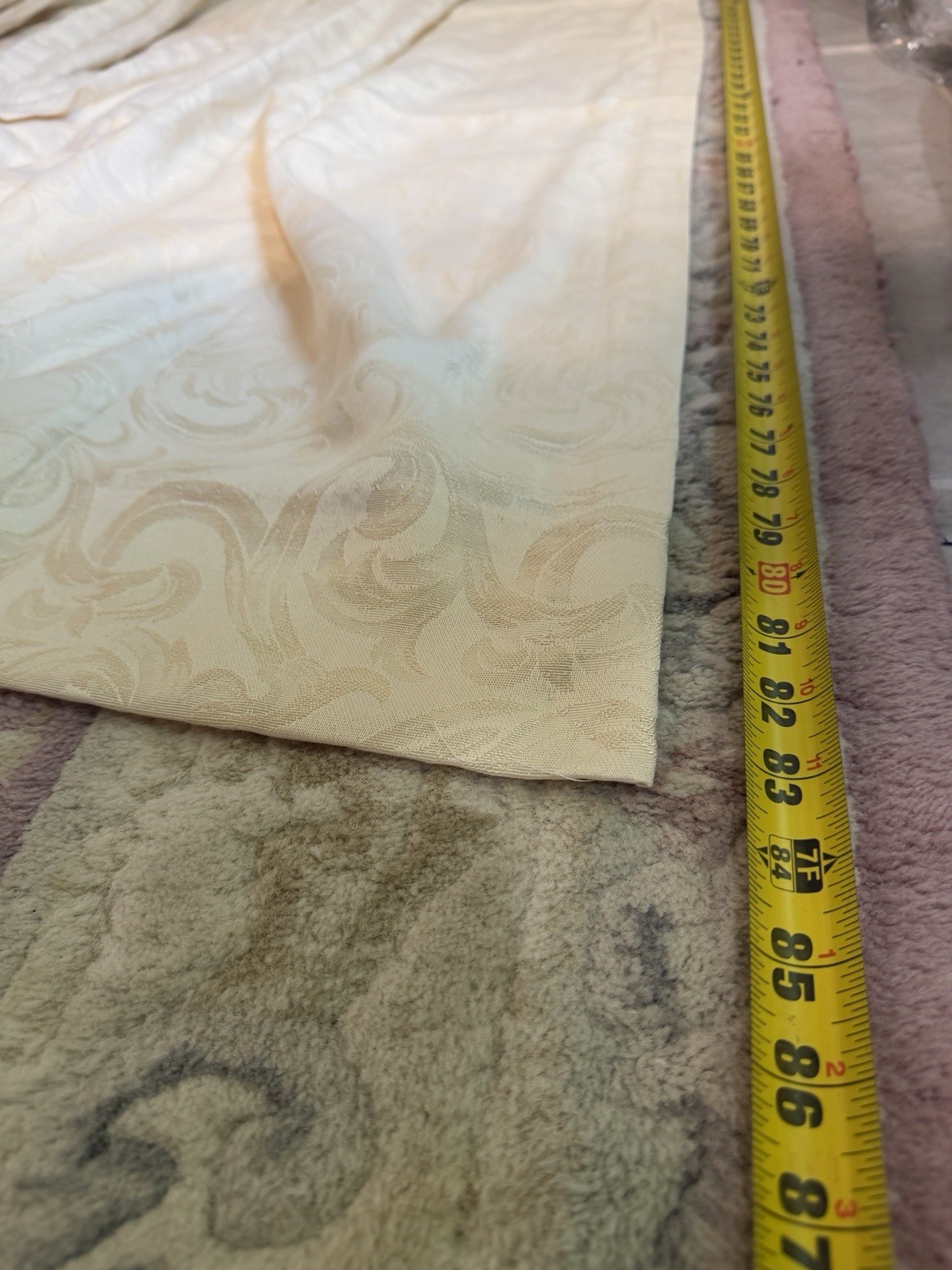 2 Burlington Drapery Panels Lined Cream Filigree Rayon Blend Triple Pleat 83X49″