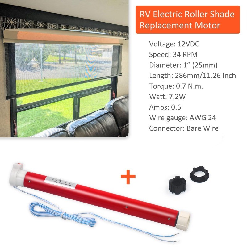12V DIY Electric Roller Blind/Shade Tubular Motor Kit, Hard Wired 12V DC Motors