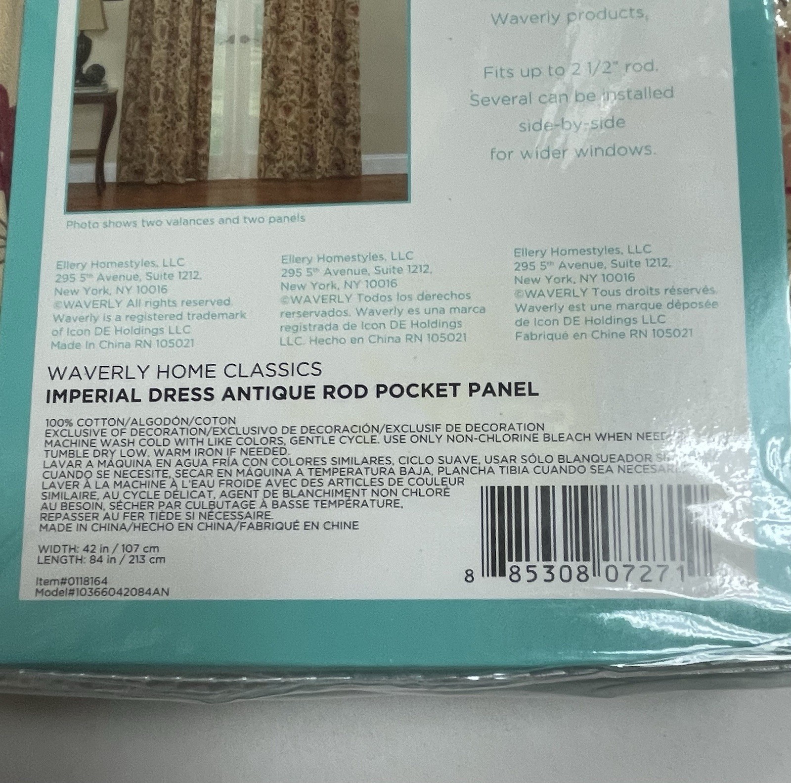 2 Waverly Imperial Dress Window Panels Tie Back Antique Floral Curtains 42”x84”
