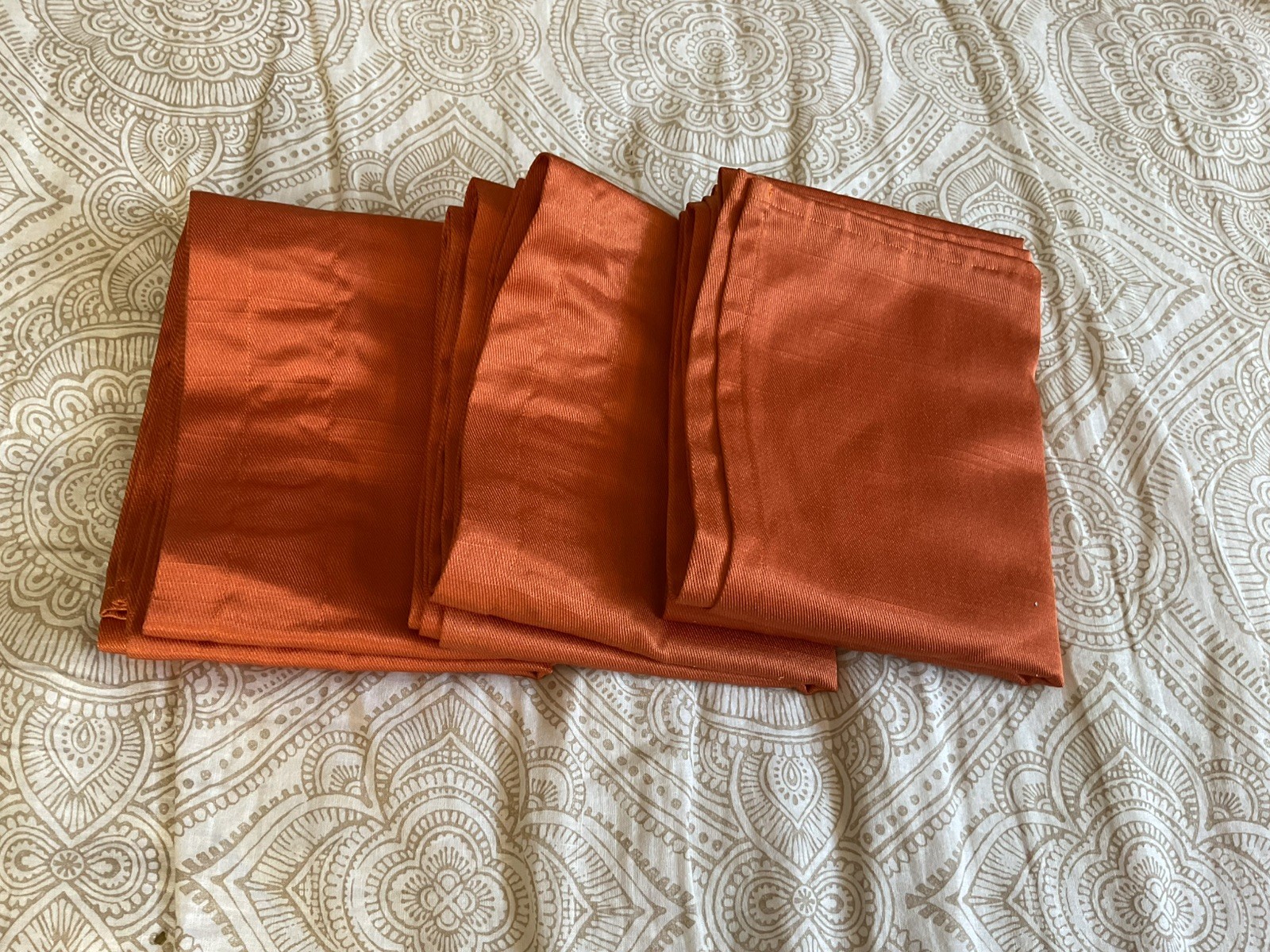 3 Orange (Brick color) Valance Window Curtain Topper 14” W x 70”L