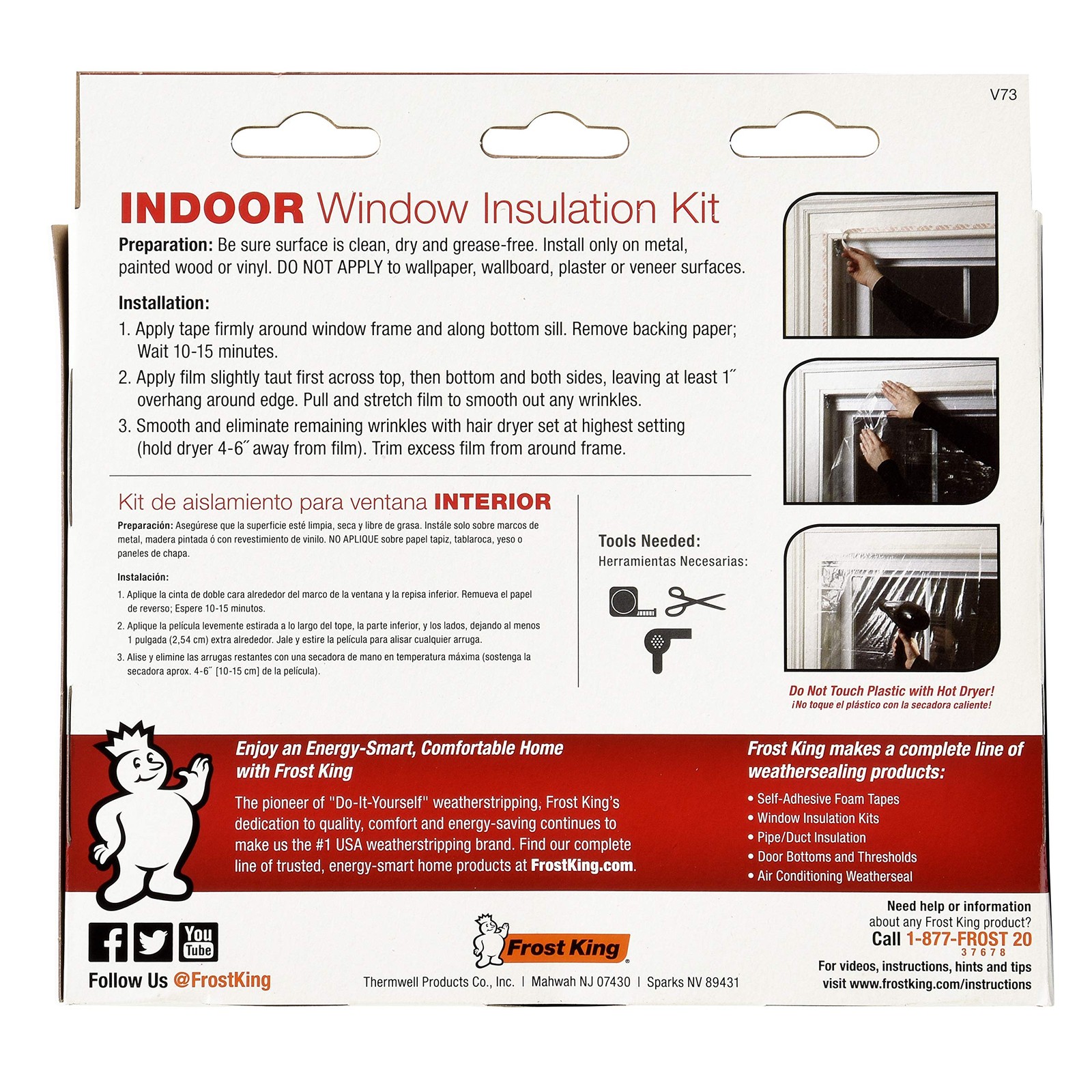 Frost King Indoor Shrink Window Kit 42×62 Crystal Clear Plastic Sheet 1 Pack