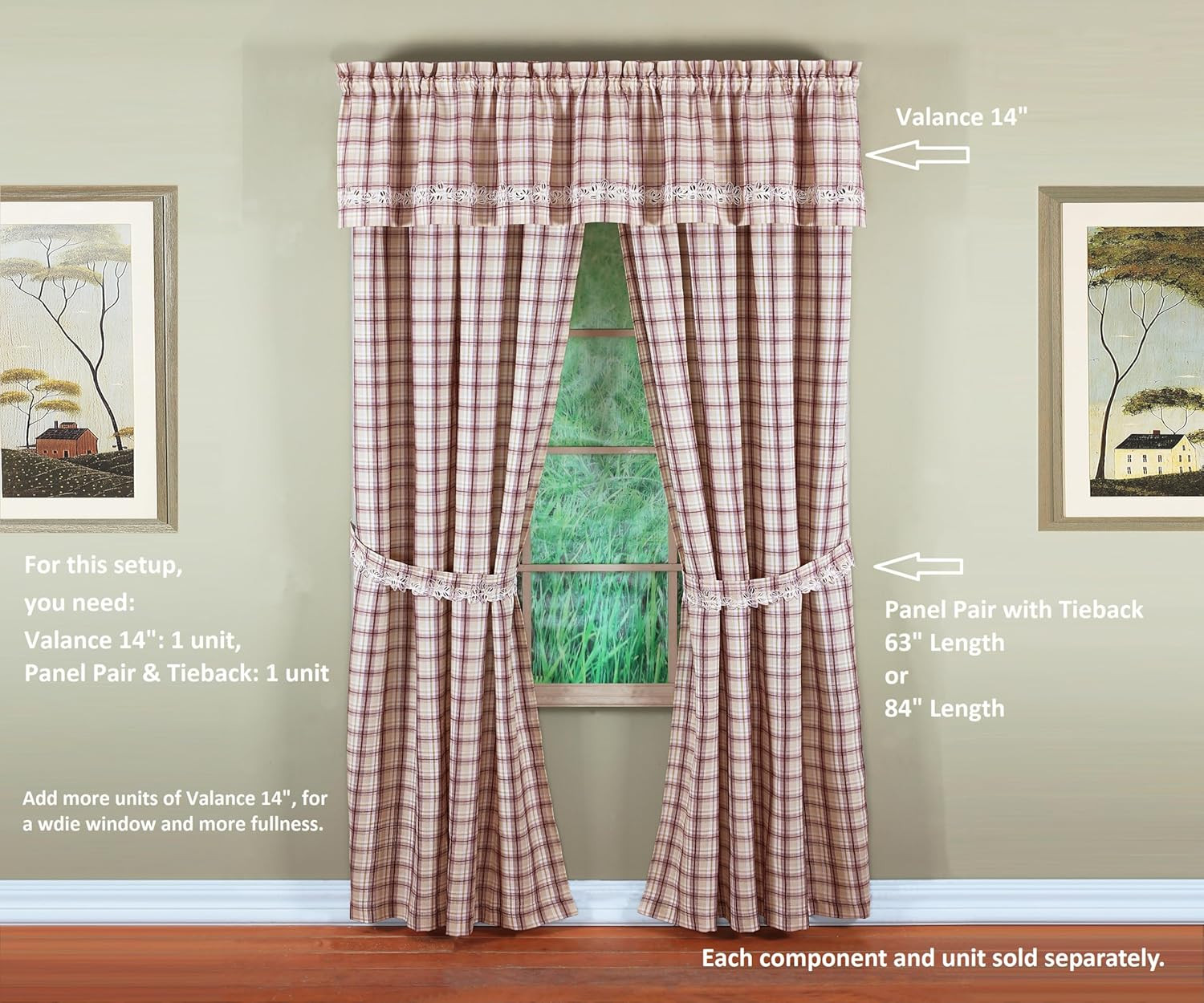 , Dover Cutwork Embroidery Panel Pair 84″, Burgundy, 4-Piece-Set, 80″ W X 84″ L