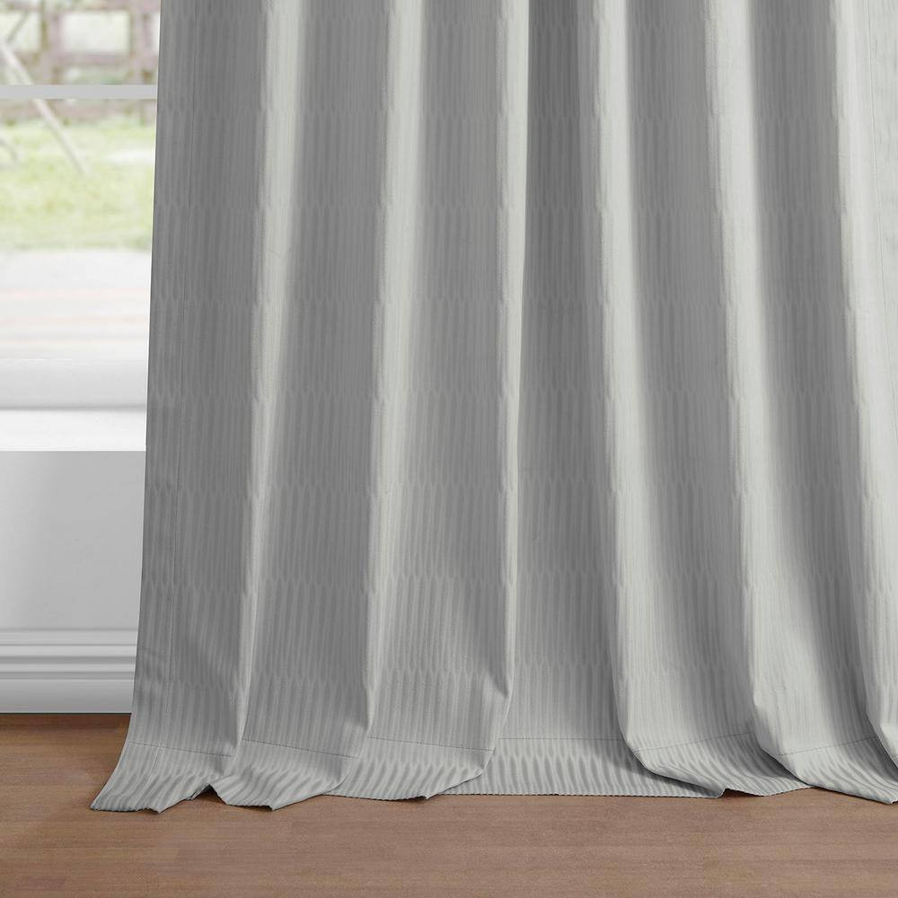Silver Gray Lounge Embossed Velvet Curtains 50 In. W X 108 In. L Rod Pocket Room