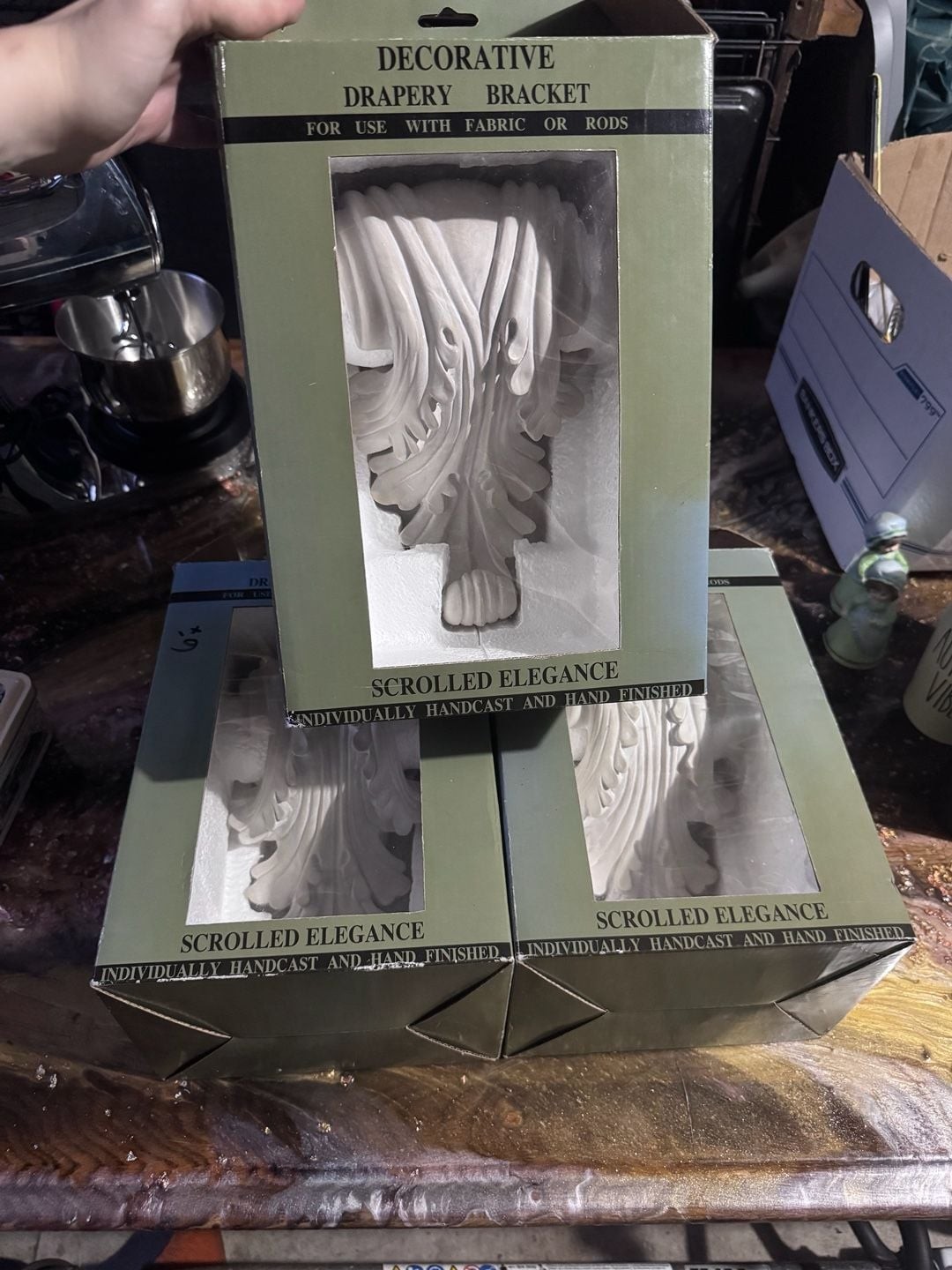 Scrolled Elegance Decorative Drapery Bracket for Fabric or Rods (Set of 3)