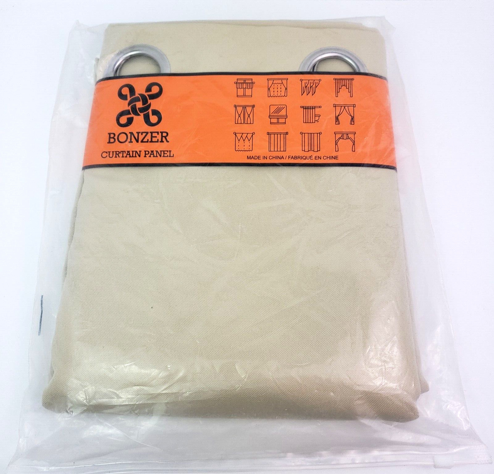 Bonzer Home Cream 54 in x 108 in Hawaii Rings Curtain Panel