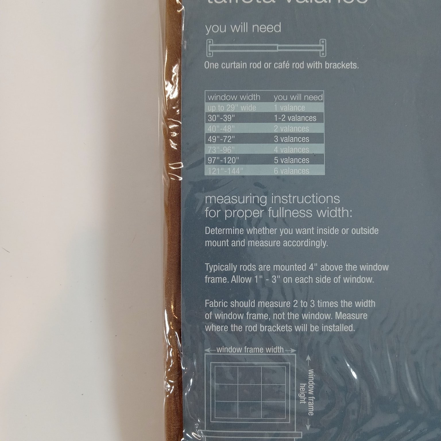 Essential Home Box Pleat Taffeta Valance 60″ W x 17″ L Brass