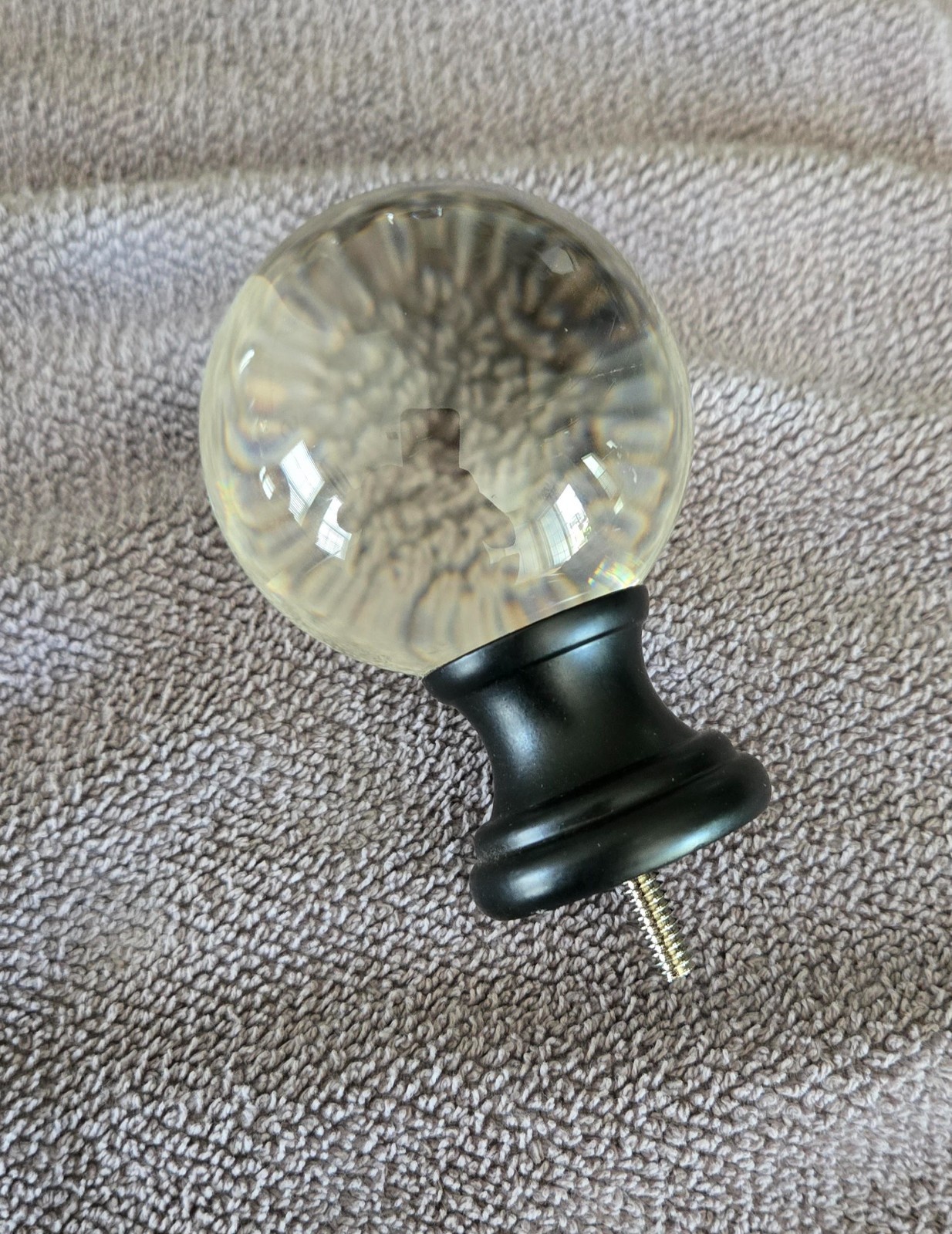 BED BATH & BEYOND BRONZE CRYSTAL ROUND FINIALS for 1 1/4″ CURTAIN ROD-SET OF 4