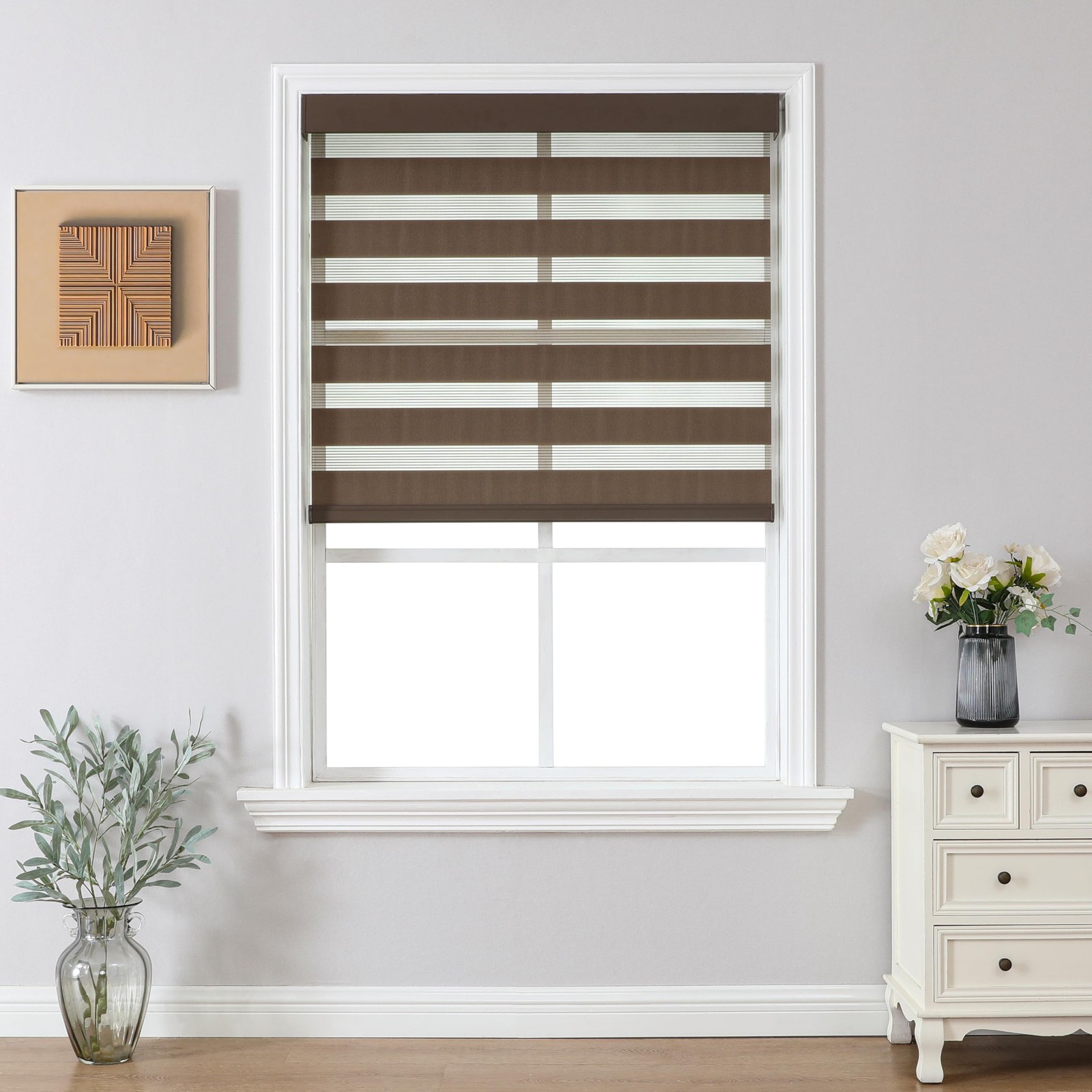 Joydeco Cordless Zebra Blinds Pro Dual Layer Light Control Zebra Blinds For