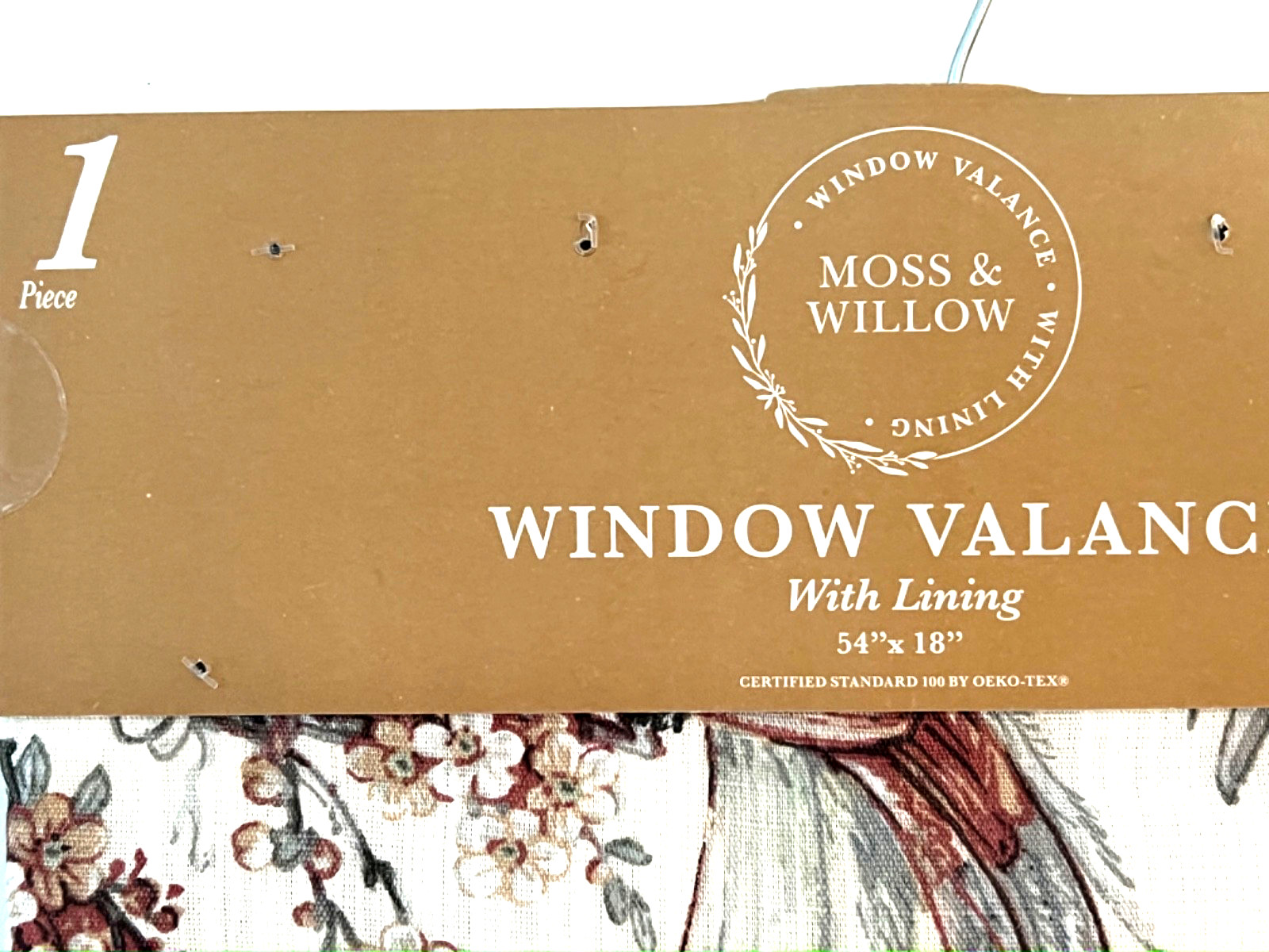 NWT! MOSS & WILLOW Window Valance Garden Floral BIRDS Botanical Lined 54″ x 18″