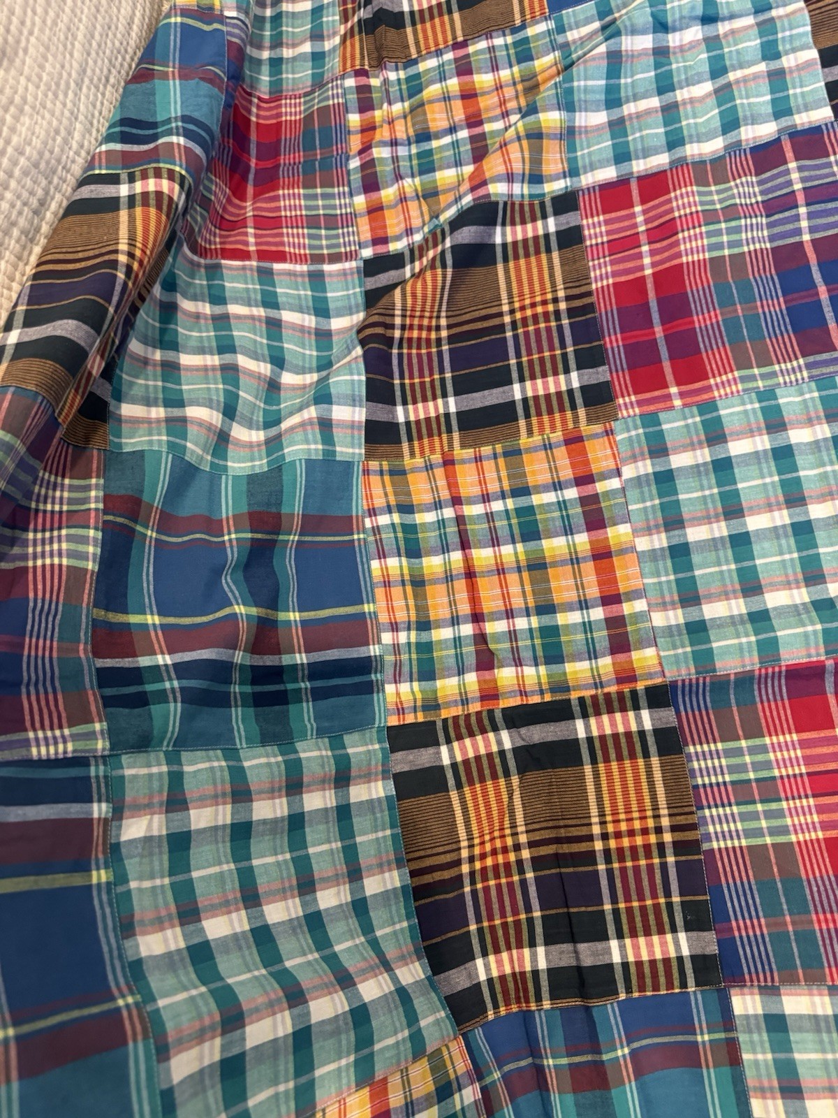 Vtg Ralph Lauren Patchwork Madras Plaid Shower Curtain Cotton Americana EUC70x72