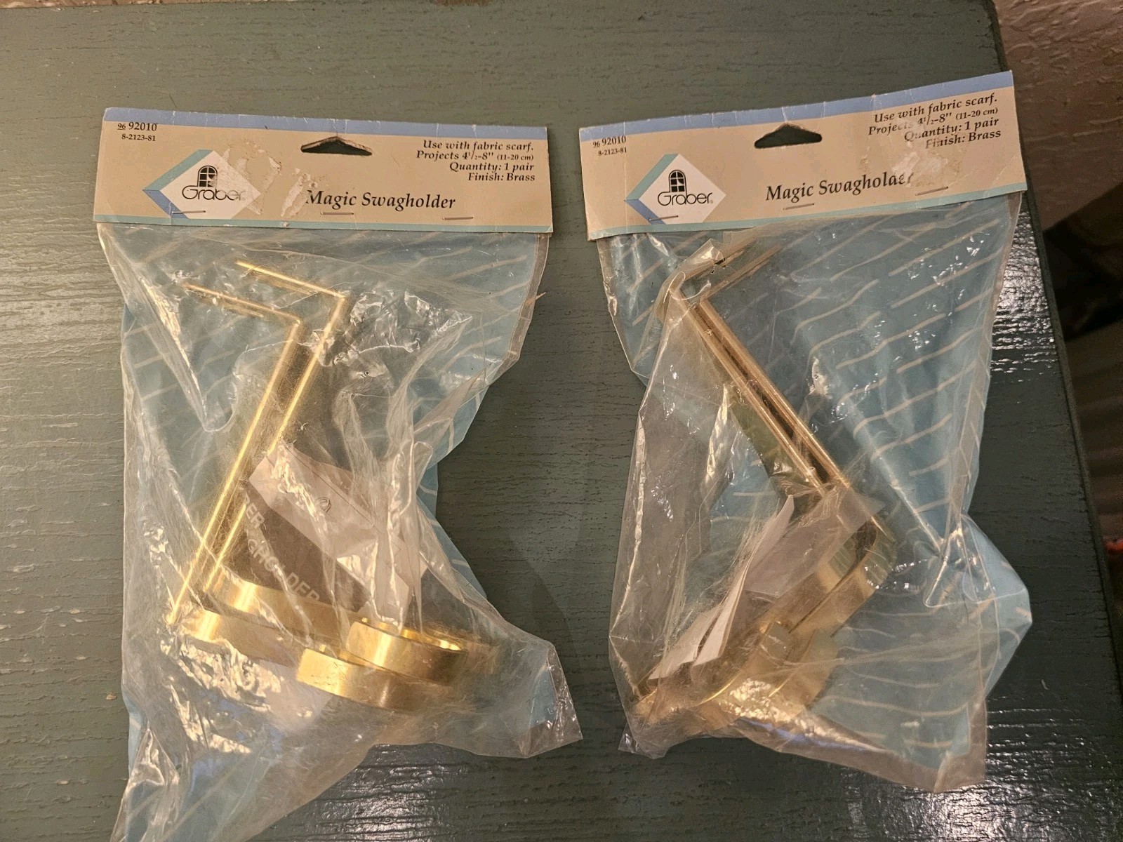 Vintage New/Old Stock 2 Pair Brass Curtain/Scarf TieBacks, Scroll Design-Factory