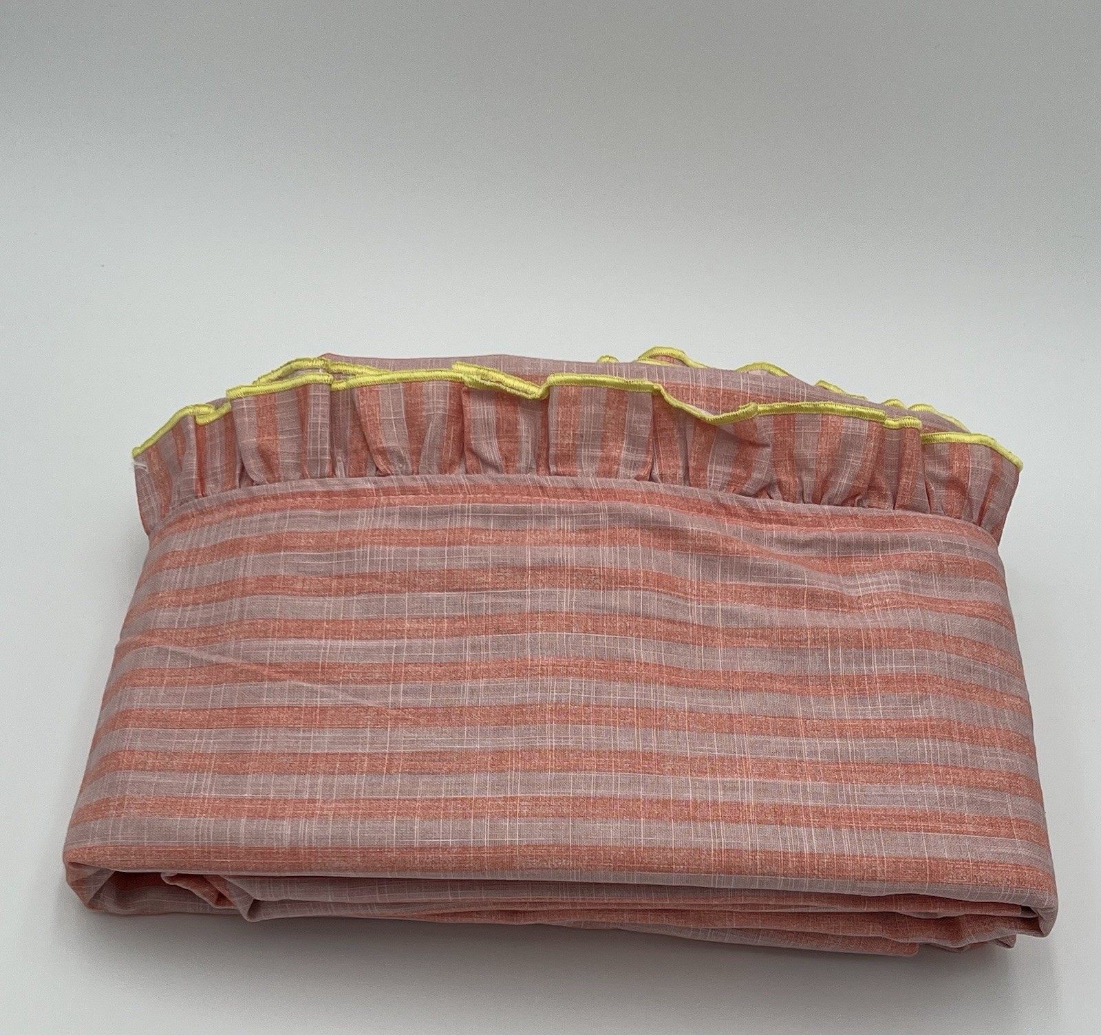West Elm Pink Chicken Ruffle Stripe Blackout Curtain 48″x108″ Coral