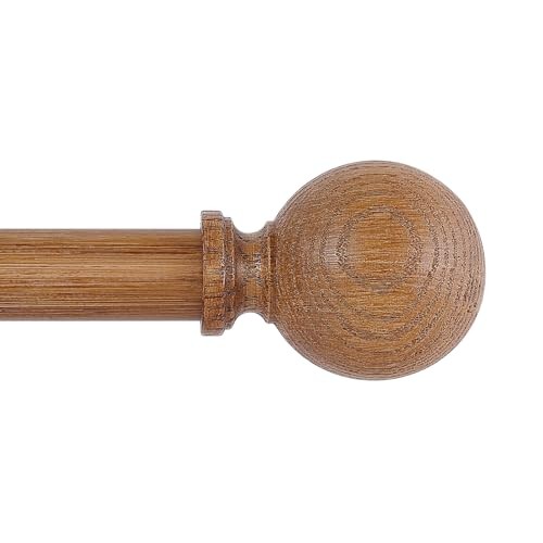 Brown Ball Adjustable Curtain Rods, 36-88″ Heavy 36-88″(1 PACK) Wood Grain