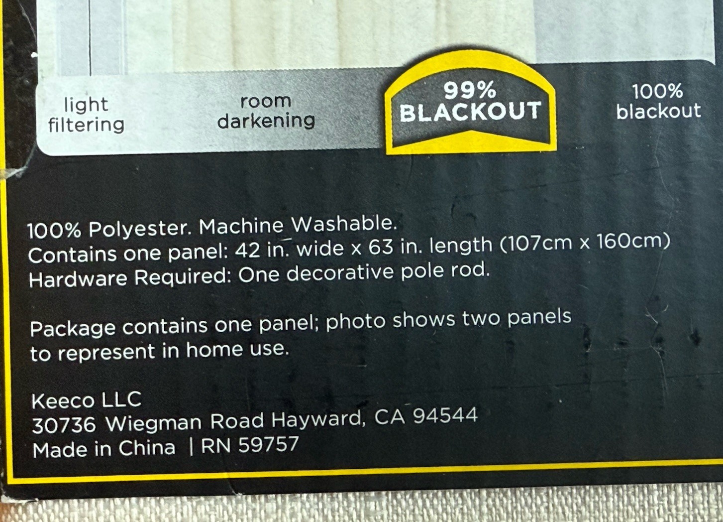 Eclipse Samara Blackout Energy-Efficient Thermal Curtain Panel, 42″ x 63″ Ivory