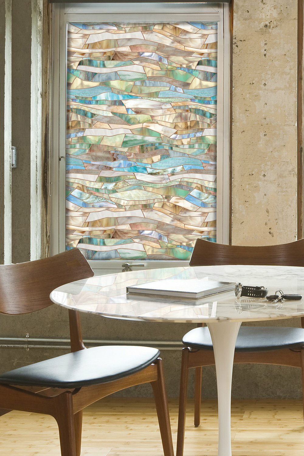 New 24×36 TERRAZZO Stained Glass Privacy Static Cling WINDOW FILM