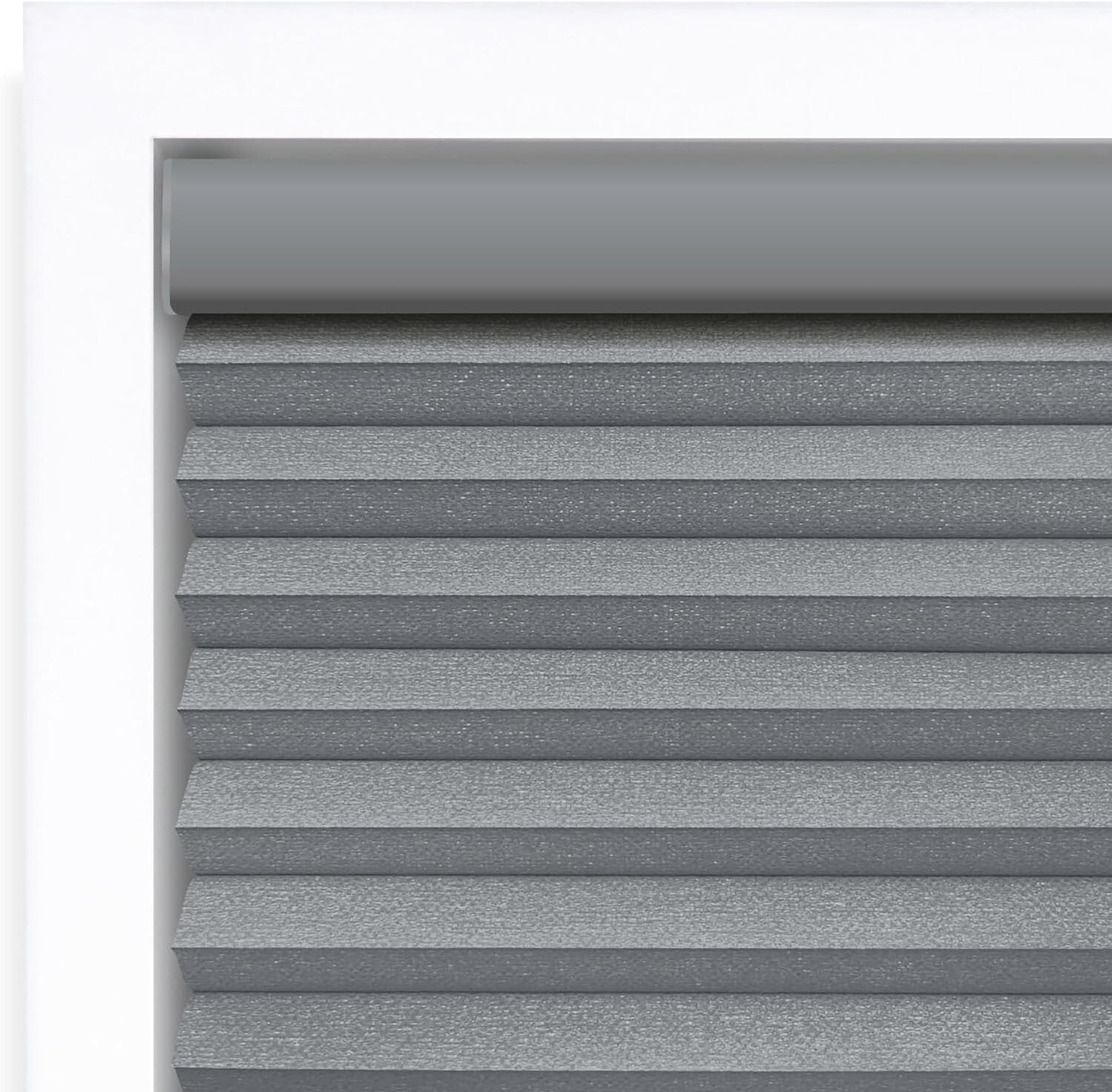 DEZ FURNISHINGS Cordless 1.5″ Light Filtering Celluar Shade 25″W x 84″H Gray