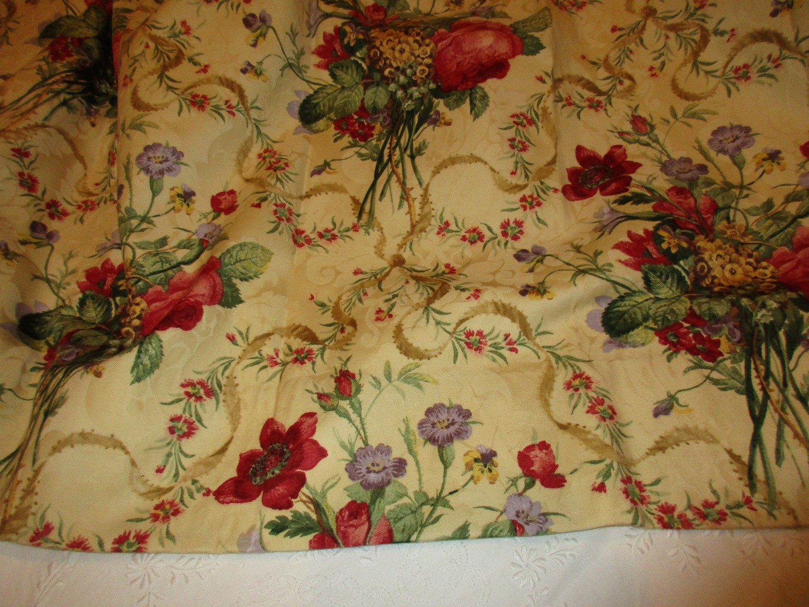 Drapery Pleated Custom/Floral/ Yellow Damask/ Fabric Lined Blackout 50w x 86long
