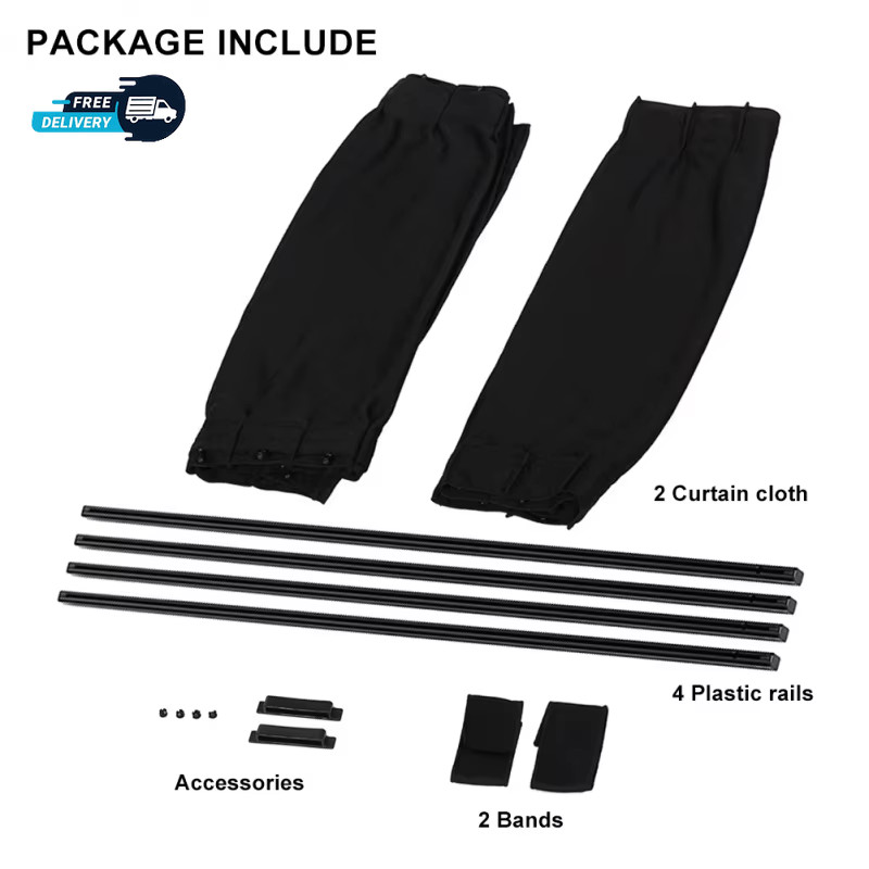 2pcs Universal Car Side Window Curtains – Foldable UV Protection Sunshade – NEW