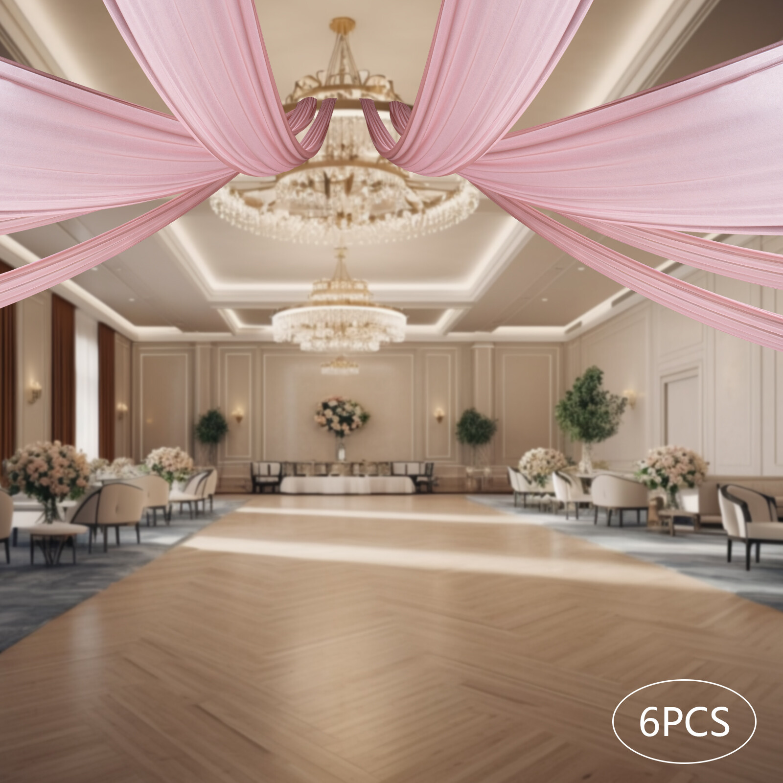 Deep Rose Ceiling Drapes for Wedding5Ftx30Ft Sheer Curtains Chiffon Drapin New