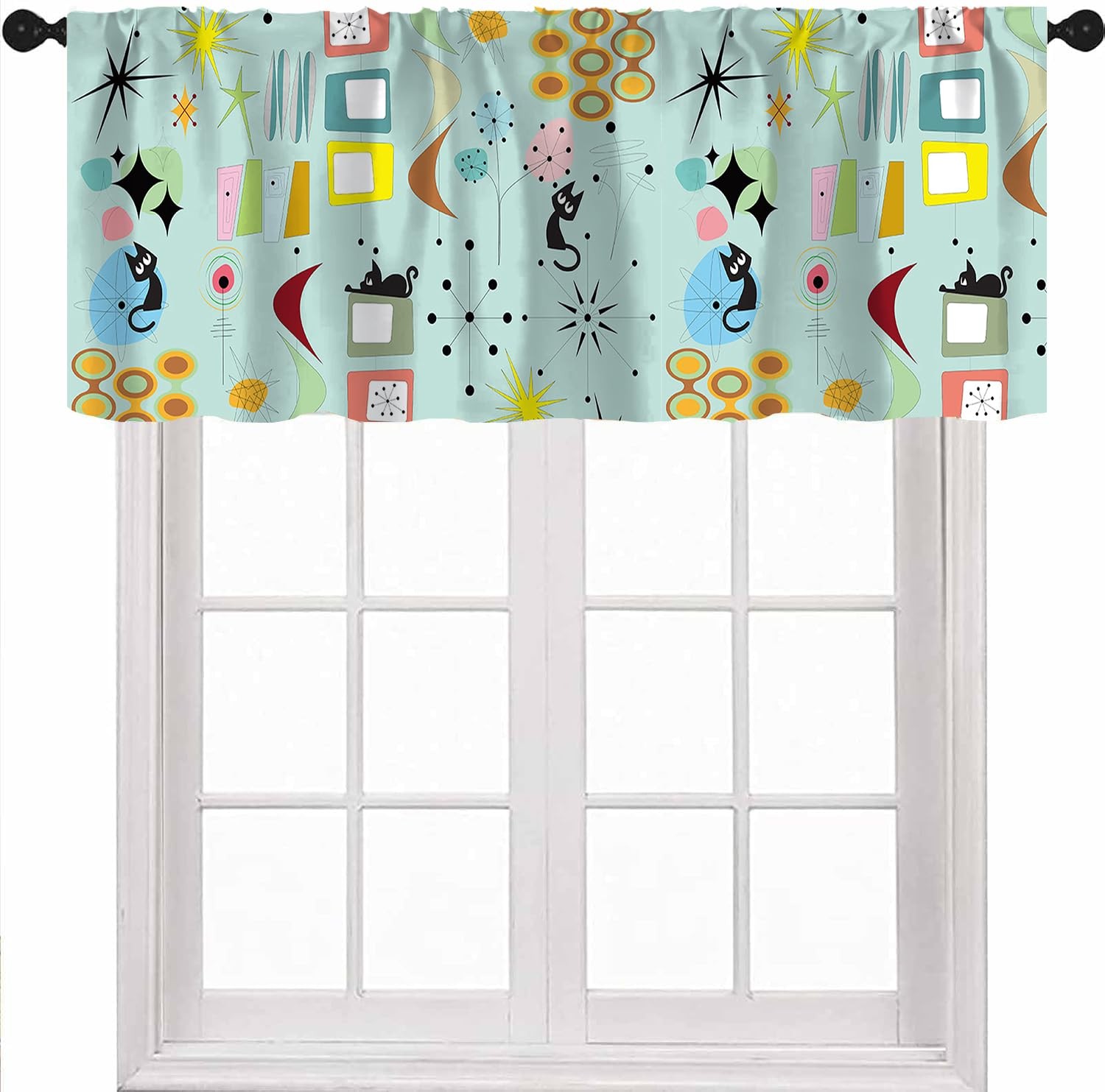 Vintage Retro Valance Curtains Mid Century Modern Decor Kitchen Farmhouse Bed…