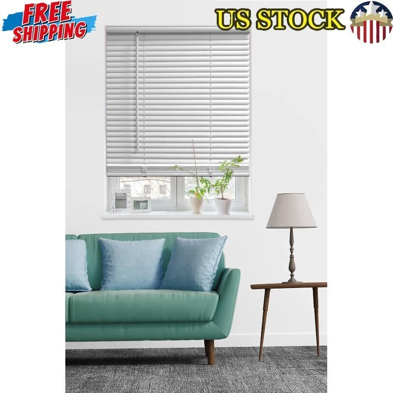 Cordless Room Darkening Vinyl Blinds Easy Installation No Pull Cords 35W x 48L