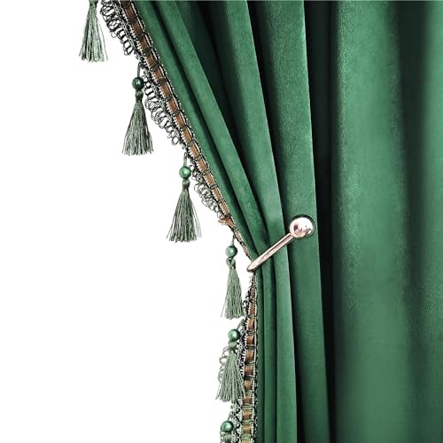 Blackout Velvet Curtains 96 inches Long 52″W x 96″L (Pack of 2) Dark Green