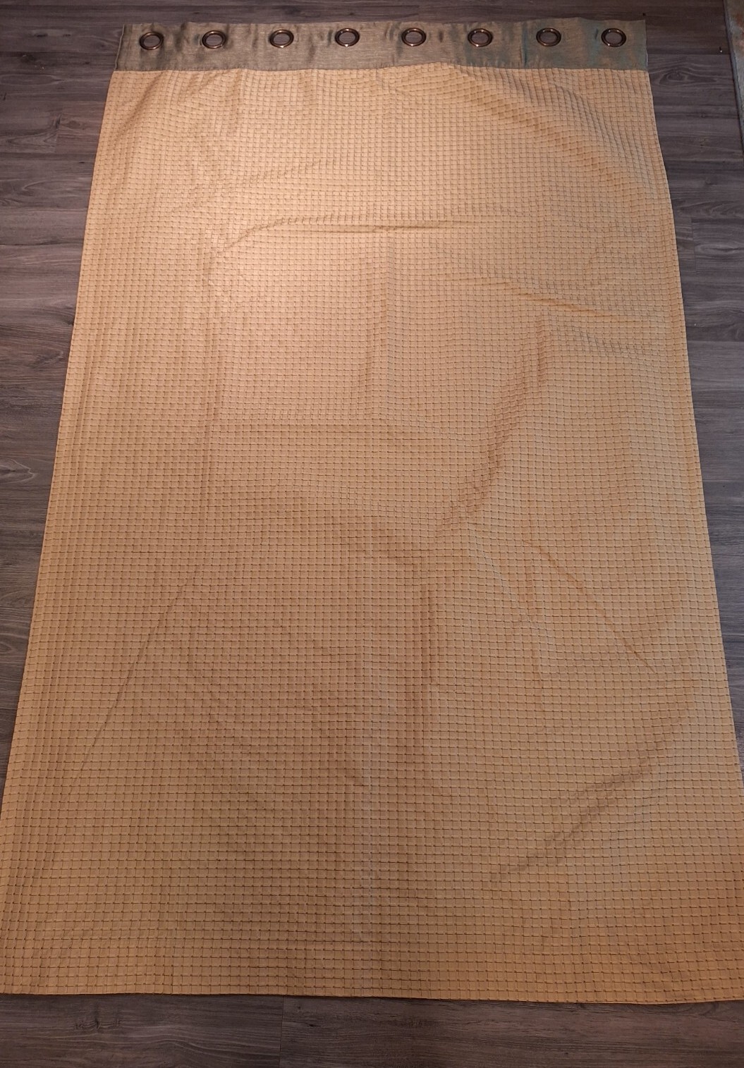 Drapery Panels Pair 84″ Long 51″ Wide Each Grommets Lined Green Gold Quality